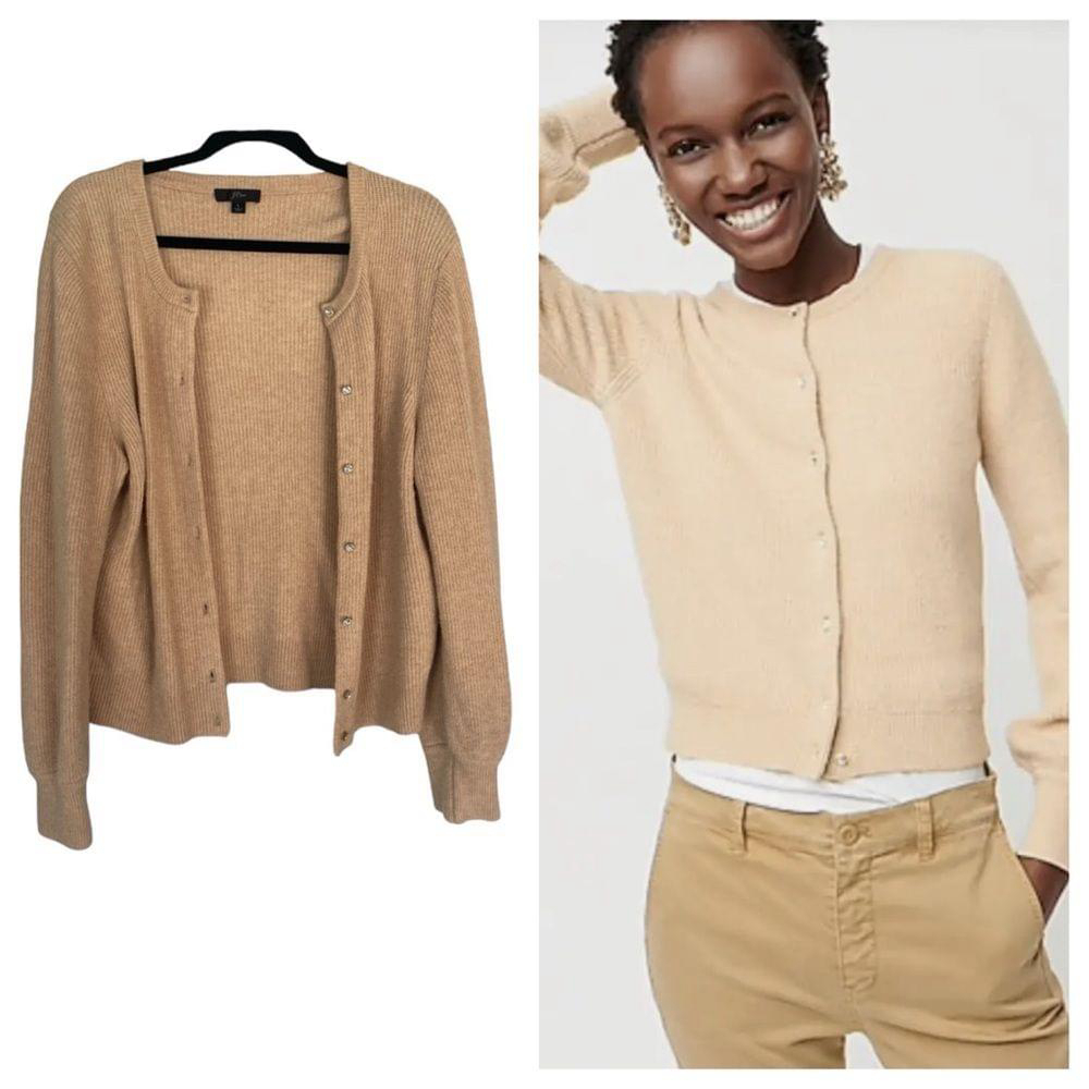 J.Crew Merino Large Wool Alpaca Ribbed Cardigan Supersoft Yarn-Shaded Spruce